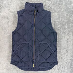 J. Crew Women’s Excursion Quilted Puffer Vest Navy Winter Warm Layering Cozy